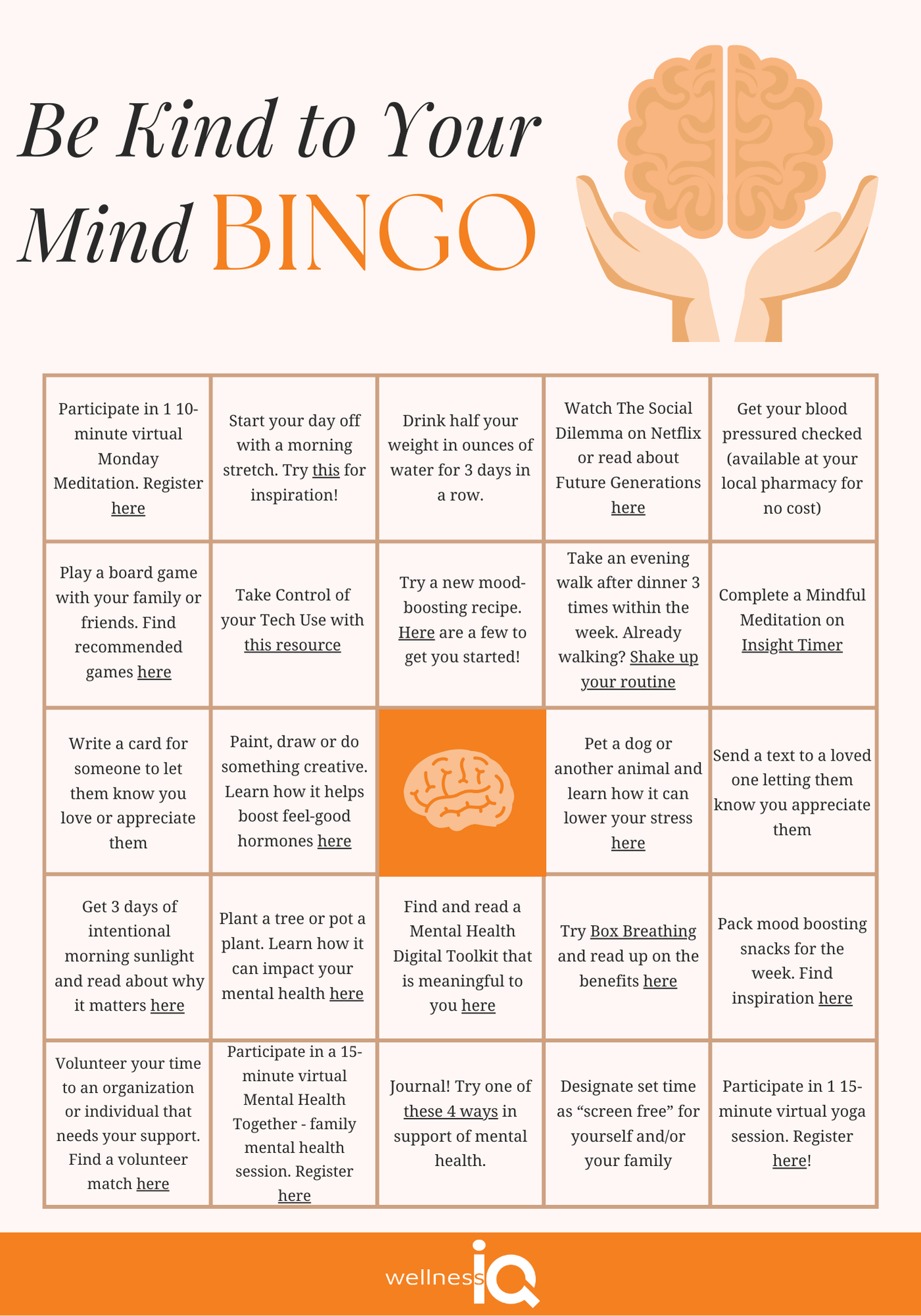 Mental Health Month Bingo Mental Health Month Bingo